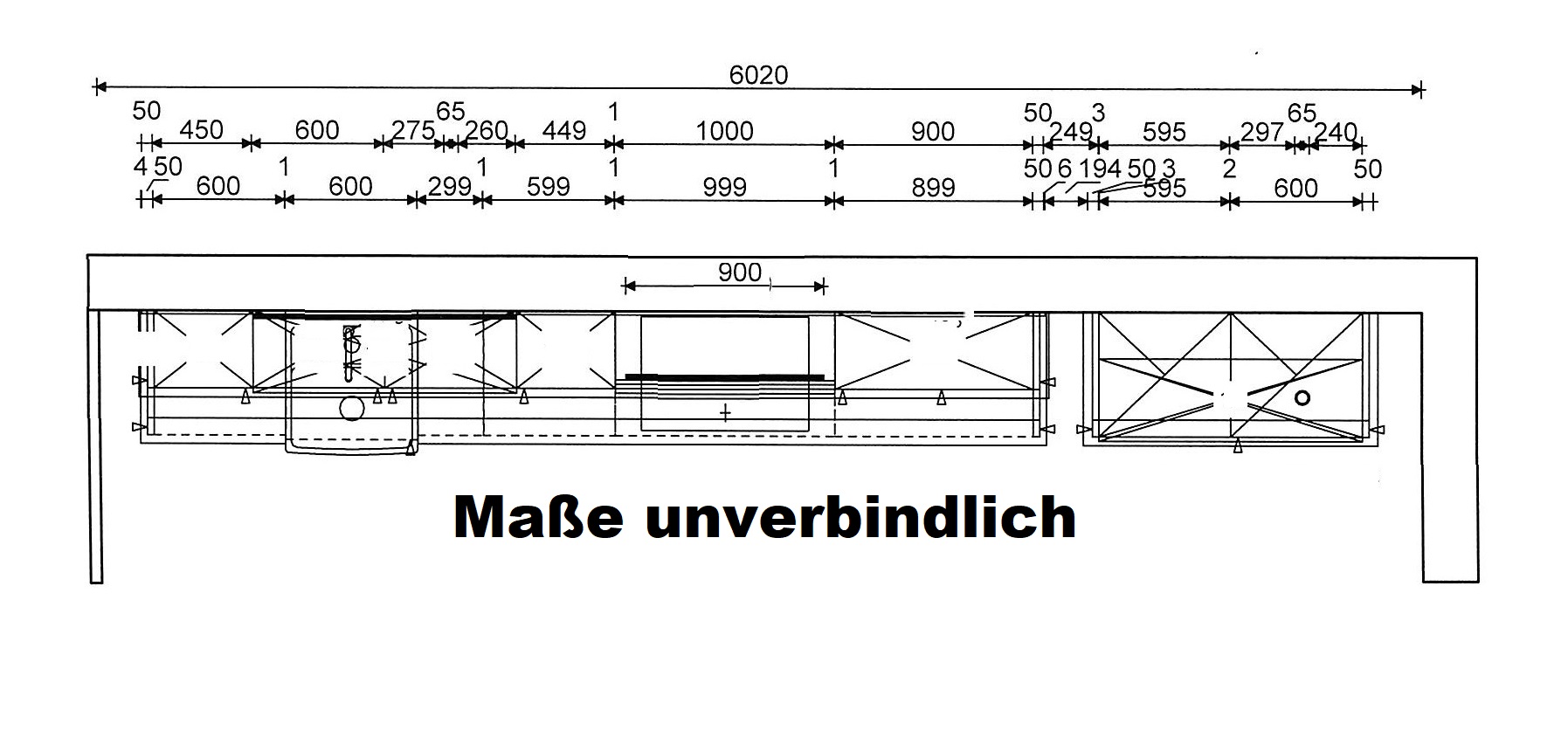 Grundriss der Einbauküche Yvante der Marke Mondo