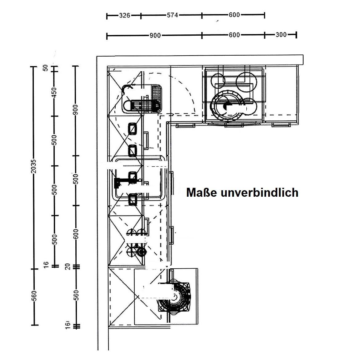 Grundriss zur Ausstellungsküche IP 3150